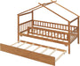 Walnut Solid Wood House Bed Trundle UnitBundleWithDrawers