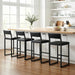 Bar Stools, Set of 2 Bar Chairs with Backrest and Footrest, 26" PU Leather Counter Height Barstools, PU Cushioned Seat, Metal Frame, for Kitchen, Dining Room, Home Bar, Black BABK11R01