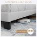 Full Platform Bed Frame with Velvet Upholstered Headboard, Mattress Foundation with Strong Wooden Slats Support, No Box Spring Needed, White