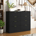 Black Dresser for Bedroom, 8 Drawer Dresser with Deep Drawer, Tall Modern Chest of Drawers with Golden Handle, Large Storage Organizer Bedroom Furniture, TV Stand for Living Room, Hallway, Entryway