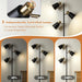 Tree Floor Lamp for Living Room, Industrial 3-Light Standing Lamp with 3 LED Bulbs, Adjustable Rotation Heads, Standing Tall Pole Lamp Farmhouse Rustic Reading Lamps for Bedroom Office (Black Gold)