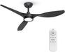 Ceiling Fans with Lights and Remote, Black Ceiling Fan 52 Inch Quiet DC Motor 3 CCT Memory Modern Large Airflow Noiseless Reversible 6 Speeds 3 Timers Indoor Outdoor for Bedroom Living Room