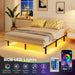 Full Bed Frame with LED Lights, 7 Inch Heavy Duty Metal Base for Box Spring