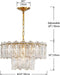 Elegant Glass Chandelier Light Fixture, Modern Vintage Pendant Chandelier Lighting for Dining Room, D18 X H10, 2- Tier Shade & Brass Gold Finish