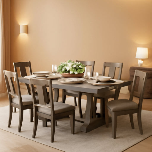 Wooden Dining Table for 6-8 People with 2 Large Drawers, 71 in Long Farmhouse Rectangular Kitchen Dining Table & Thick Table Top, Sturdy Frame, for Big Family, Dinette, Rustic Gray