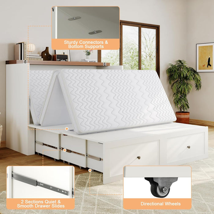 Full Size Murphy Bed Cabinet With ChargingStationPro