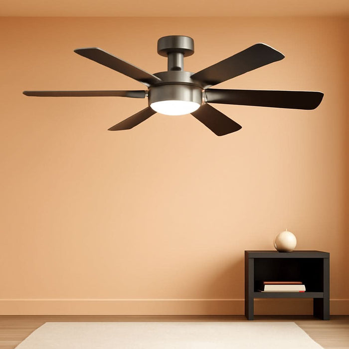 Ceiling Fans with Lights, 52 Inch Ceiling Fan with Light and Remote Control, Reversible, Dimmable, 3CCT, Quiet, Black Modern Ceiling Fan for Bedroom, Living Room