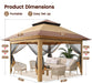 13X13 Pop up Gazebo, Instant Outdoor Gazebo with Mosquito Netting, Vented Roof and Carry Bag for Patio, Garden & Backyard - Beige & Coffee