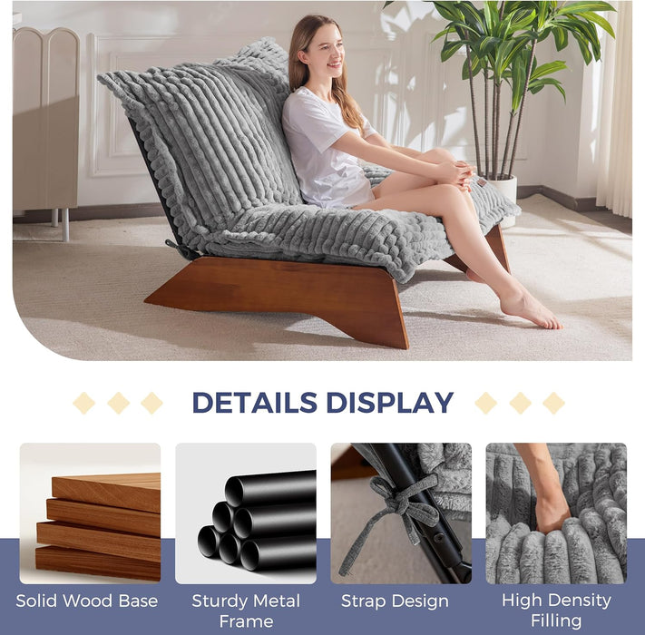 Grey Adjustable 3-Position Bean Bag Chair with Cover