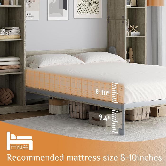 Queen Murphy Bed Cabinet Grey Space-Saving Solution