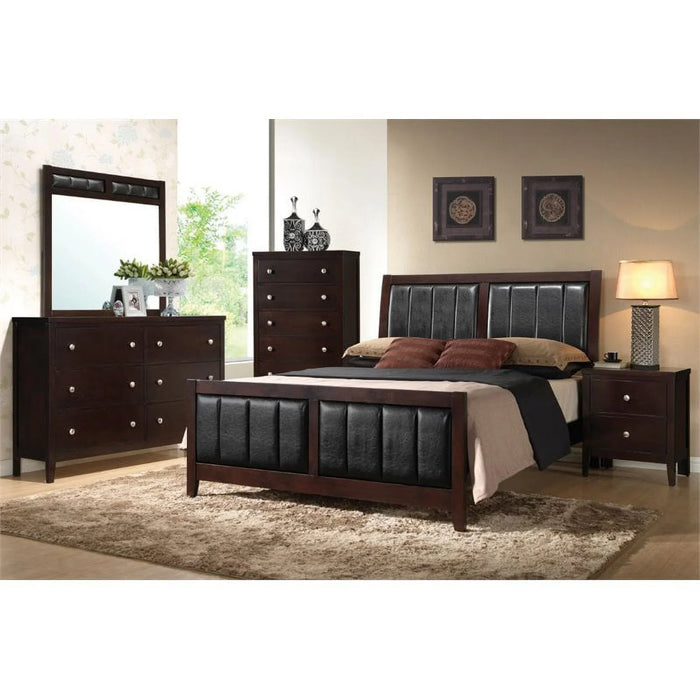 Carlton Bedroom Set with Upholstered Headboard Cappuccino