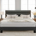 King Size Platform Bed Frame with Adjustable Headboard, Linen Fabric Upholstered and Wooden Slats Support, Heavy Duty Mattress Foundation, No Box Spring Needed, Easy Assembly, Dark Grey