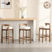 Bar Stools Set of 2, 26" Linen Fabric Upholstered Counter Height Bar Stools, Modern Barstools Counter Stools with Wood Legs for Kitchen Island Dining Room Bar, Beige
