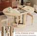 Extendable round Dining Table for 4-6-8, 43.3-59In Expandable Dining Table with Storage Shelf, Space Saving Circle Oval Kitchen Table with Leaf for Dining Room, Natural Oak