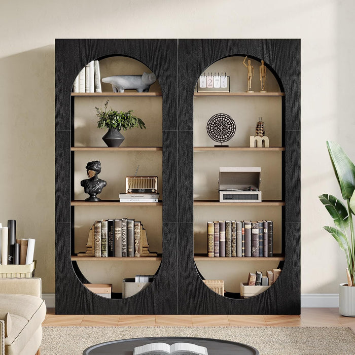 Tribesigns 5-Tier Black Bookshelf, 70.87-Inch Tall Arched Bookcase with Storage, Modern Arch Book Shelf Storage Organizer for Living Room, Home Office