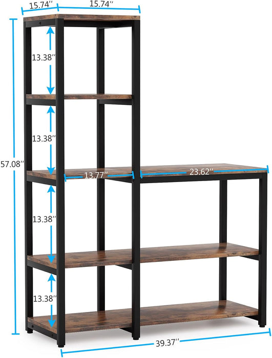 Book Shelf for Bedroom, 5-Tier Tall Bookshelf with 3 Display Shelves for Living Room, Wooden Bookcases Modern Free Standing Bookshelves for Office