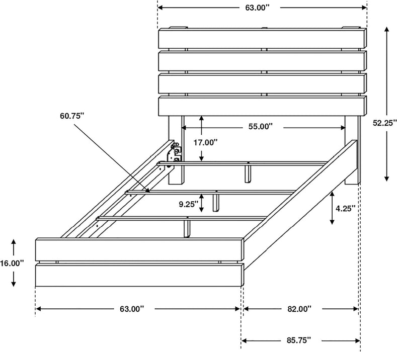 Home Furnishings - Brantford - Wood Panel Bed with Slatted Headboard, Low-Profile Frame and Scratch-Resistant Laminate - Bedroom - Queen Size - Barrel Oak - 207041Q