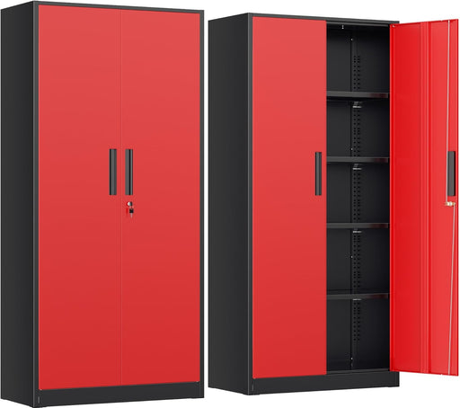 72 Inches Black Red Powdercoated Industrial Cabinet