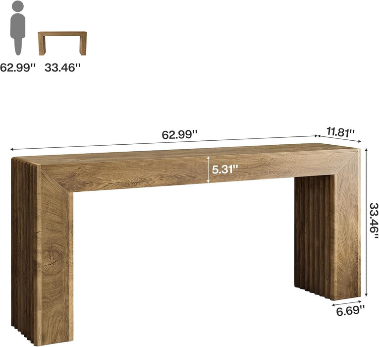 63-Inch Fluted Entryway Table, Farmhouse Long Narrow Console Table, Sofa Table behind Couch for Living Room, Hallway, Foyer