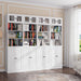 85.5 Inch Tall Bookshelf with Doors - 7 Tier Bookcase with Glass Doors and Drawer, 23.6" Wide Storage Cabinet with Open Shelves for Living Room, White Book Shelf for Home Office, Study (AAAA)
