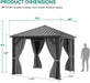 10'X10' Metal Hardtop Gazebo Outdoor Patio Single Top Canopy Galvanized Iron Garden Tent Curtains Netting for Backyards Decks Lawns,Gray