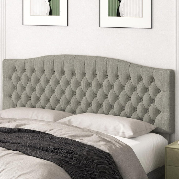 King Headboard Only, Upholstered Headboard King for Adjustable Bed Linen Tufted Calking Size Wall Mounted Head Board with Solid Wood Legs Head Board, Linen