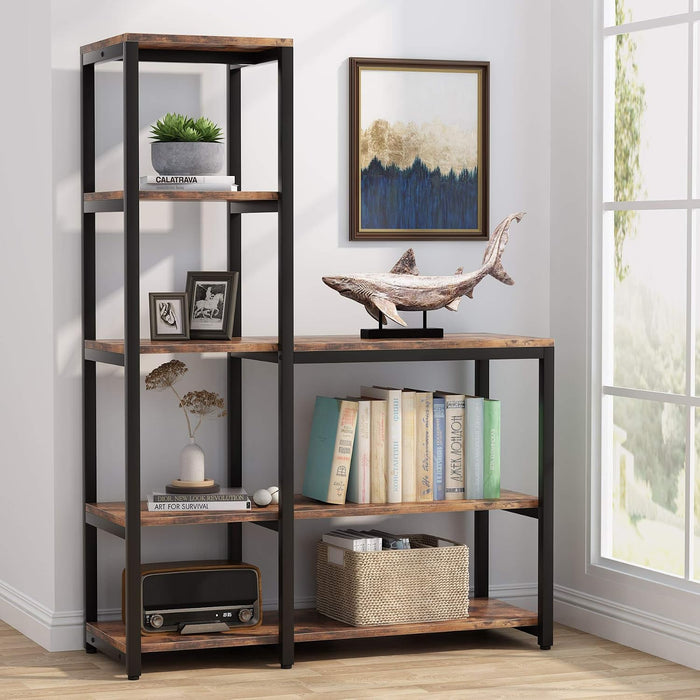 Book Shelf for Bedroom, 5-Tier Tall Bookshelf with 3 Display Shelves for Living Room, Wooden Bookcases Modern Free Standing Bookshelves for Office