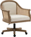 Rattan Desk Chair, Vintage Upholstered Home Office Chair, Ivory