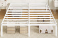 Full Size Bed Frame, 14 Inch Metal Beds with Storage Space, White