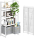 No Assembly Folding Bookshelf Storage Shelves 4 Tiers Vintage Bookcase Standing Racks Study Organizer Home Office (All White)