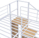 Full over Full Metal Bunk Bed with Storage Ladder and Wardrobe, Modern Iron Bunk Bed Frame with Built-In Shelves and Guardrails for Bedroom, White