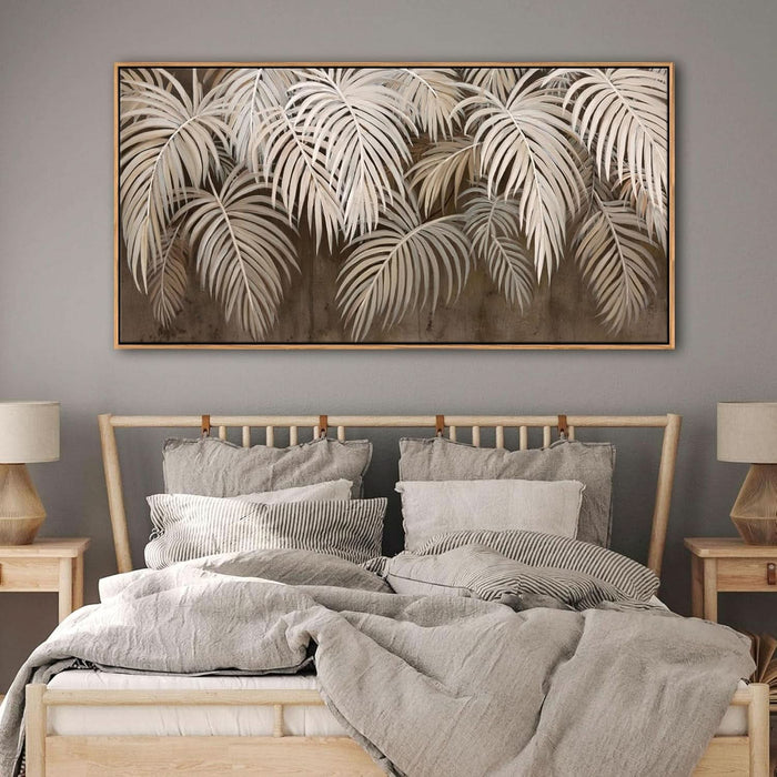 Boho Wall Art - Modern Minimalist Brown Canvas Artwork,Neutral Pictures for Living Room Textured Large Wall Art for Bedroom Wall Decor Framed Paintings 24×48IN