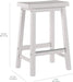Solid Wood Saddle-Seat Counter Height Kitchen Island Barstool, 24-Inch Height, White - Set of 2