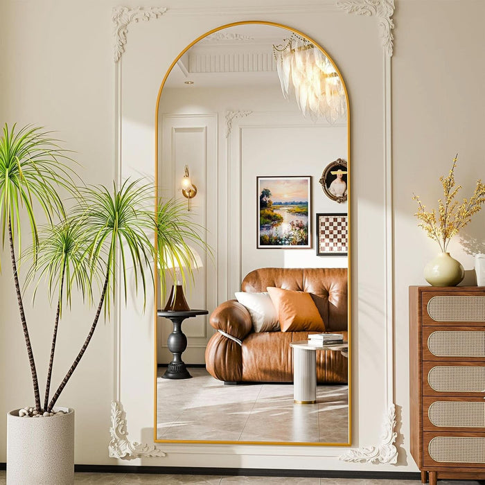 71"X30"Floor Mirror Full Length,Arched Full Length Mirror with Stand,Full Body Mirror,Hanging or Large Leaning for Bedroom Living Room Gold