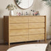 55" Wide 8 Drawer Dresser for Bedroom with Solid Wood Legs
