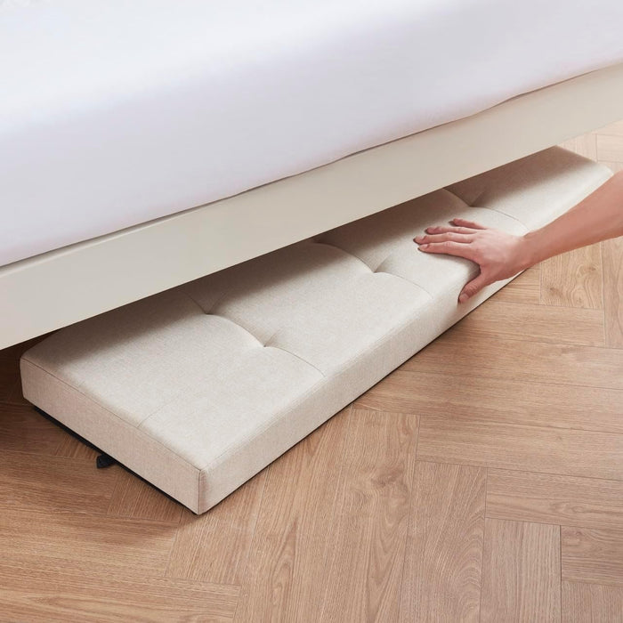 43 Inch Storage Ottoman, Large Storage Bench, Ottoman with Storage with Legs, Foot Rest Stool, Bedroom Bench - Beige