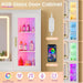Makeup Vanity Desk with Sliding LED Lighted Mirror, 47.2"W Large Vanity Desk with Drawers, Shelves and Side Storage, RGB Glass Cabinet, White Vanity Table Set with Charging Station for Bedroom