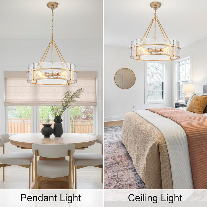 20.47" Modern Glass Chandelier, Gold Dining Room Light Fixtures over Table