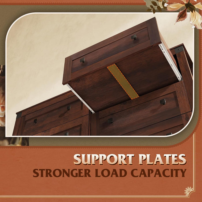 Brown Farmhouse 53InchWide 6Drawer Dresser With RusticHandles