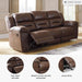 Stoneland Faux Leather Manual Pull Tab Reclining Sofa, Dark Brown