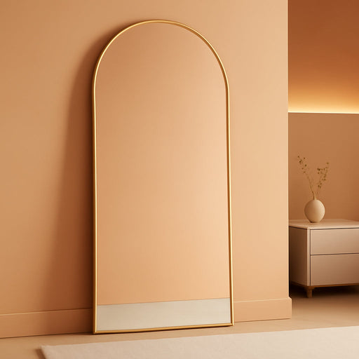 Arched Full Length Mirror, Floor Mirror with Stand, 71"X26" Large Wall Mirror Full Length, Body Floor Mirror, Wall Mounted for Bedroom, Gold