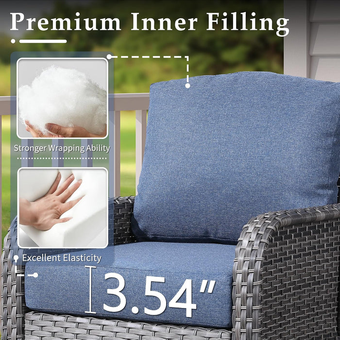 6-Piece Wicker Patio Conversation Set, Beige, 6 Seats