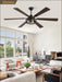 65 Inch Ceiling Fan with Lights, Farmhouse Caged Ceiling Fans with Remote, Black Industrial Ceiling Fans with Quiet Reversible DC Motor, Large Ceiling Fan for Living Room, Bedroom