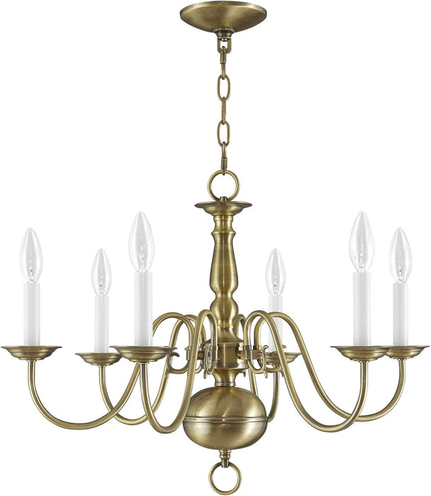 Lighting 5006-01 Williamsburgh 6 Light Antique Brass Chandelier