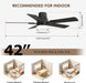 42" RGB Ceiling Fans with Lights, Low Profile Ceiling Fan with Light, RGB+3CCT 6 Wind Speeds, App & Remote Control, Flush Mount LED Fan Light, Fandelier Ceiling Fan for Bedroom, Living Room