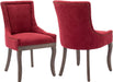 Modern Dining Chairs Set of 2, High Back Dining Chairs Side Chairs with Solid Wood Legs, Upholstered Fabric Dining Room Chairs for Dining Room Kitchen, Burgundy Red