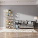 6-Tier Foldable Bookshelf, Gold Frame & Walnut Shelves