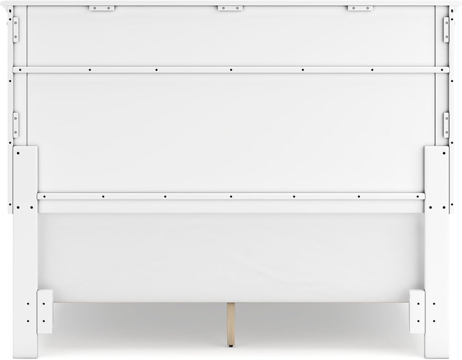 Signature Design by Ashley Fortman Transitional Queen Panel Bed with Tapered Feet, Foundation or Box Spring Needed, White
