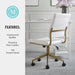Ivy Armless Swivel Task Chair for Home Office in White Faux Leather with Polished Brass Frame