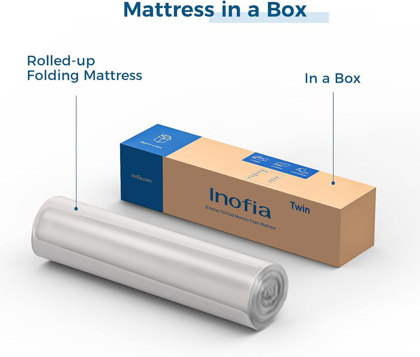 Queen Folding Mattress, 6 Inch Trifold Memory Foam Mattress with Ultra Soft Removable Cover, Foldable & Portable Queen Size Bed (78" X 58" X 6")